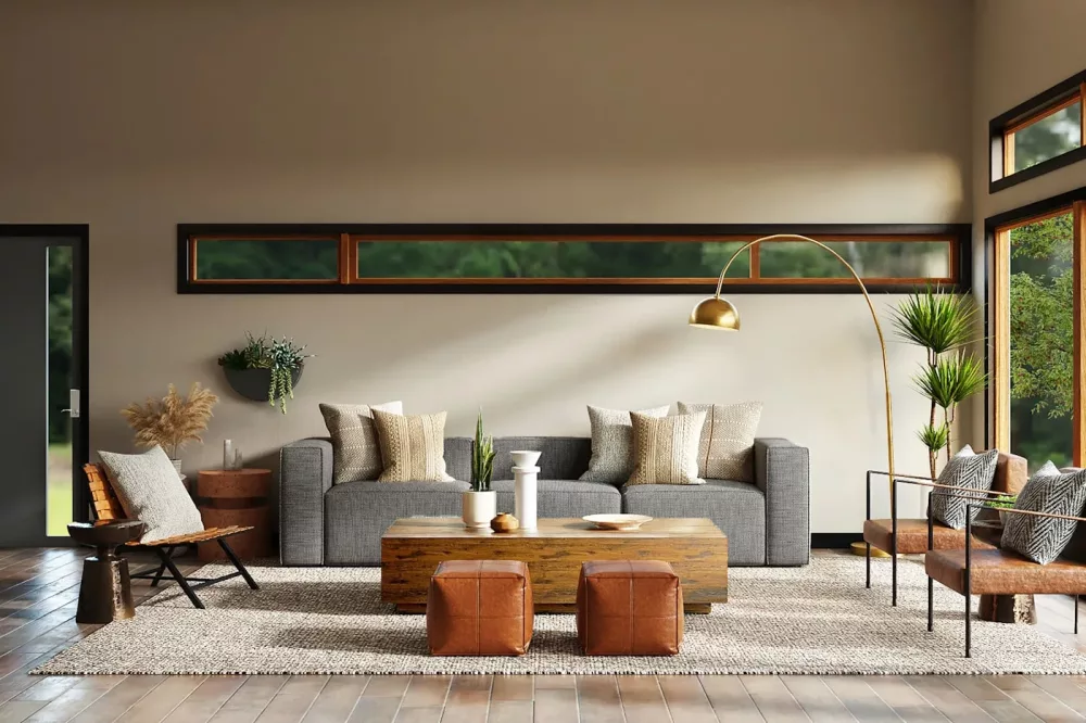 Salon blanc et bois